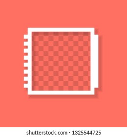 Photo frame with transparent shadow isolated on living coral background.