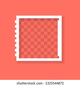 Photo frame with transparent shadow isolated on living coral background.