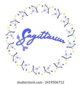 Photo frame used to decorate logos sagittarius zodiac