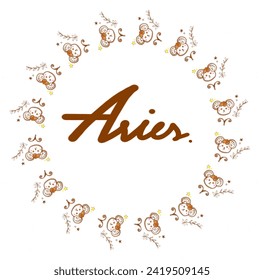 Photo frame used to decorate logos Aries zodiac