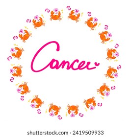 Photo frame used to decorate logos cancer zodiac