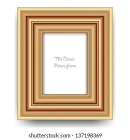 Photo frame vector. Empty wooden picture frame template
