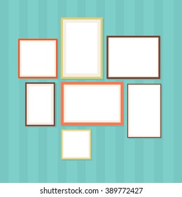 Photo frame vector illustration. Photo frame set in flat style. Photo frame isolated on a retro background