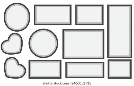 Photo frame. Vector isolated picture frame mockup with shadow on white background. Poster frame mockup. Vector  illustration. EPS 10
