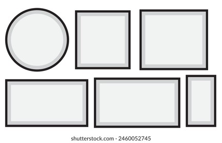 Photo frame. Vector isolated picture frame mockup with shadow on white background. Poster frame mockup. Vector  illustration. EPS 10