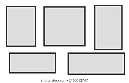 Photo frame. Vector isolated picture frame mockup with shadow on white background. Poster frame mockup. Vector  illustration. EPS 10
