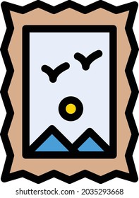 icono de color de línea vectorial de marco de foto