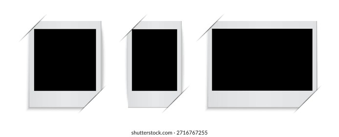 Conjunto de maqueta de Vector de marco de fotos – Marcos de fotos de estilo retro Polaroid en blanco, borde de papel realista aislado sobre fondo blanco