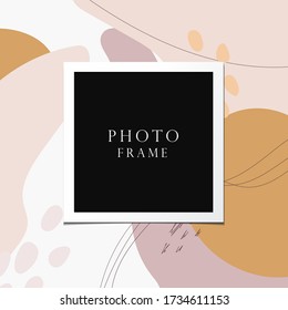 Photo frame vector on beautiful background. Modern art illustration. Album for pictures and memory. Photograph.