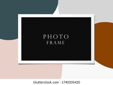 Photo frame vector on beautiful background. Modern art illustration. Album for pictures and memory. Photograph.