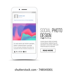 Photo Frame Vector. Social Network Photo Frame On Smart Phone. Realistic Isolated Illustration.