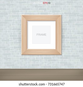 Photo frame in vintage interior background. Vector illustration.