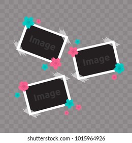 Photo frame. White papper border on a transparent background with oriental flower. Vector illustration.