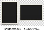 Photo frame. White plastic border on a transparent background. Vector illustration.