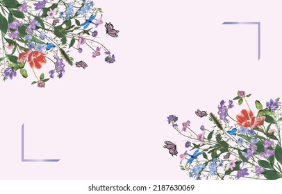 Foto umrahmt wilde Blumen. Vektorgrafik.