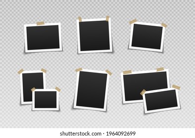 Photo frames with adhesive tape. Empty photos frames with adhesive tapes.