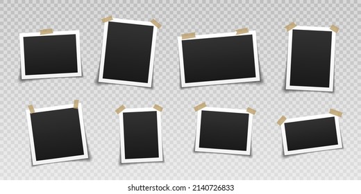 Photo frames with adhesive tape. Vintage empty photos frame with adhesive tapes.