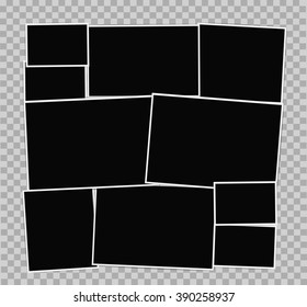 Photo frames album composition on transparent background. Vector design template