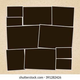 Photo frames album composition. Vector design template
