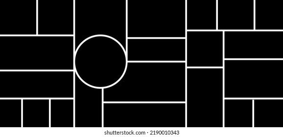 Photo frames. Blank photo collage template made of many parts.