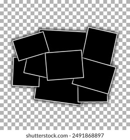 Photo frames. Blank photo collage template made of many parts.