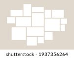 Photo frames collage mockup. Blank geometric shapes. White color pallet, rectangle frames montage. Vector art