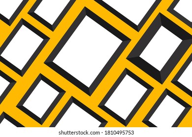 Photo frames collage. Picture frames set on yellow background. Frame mockup. Vector illustration