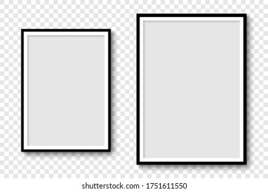 Photo frames. Collection Photo frames, isolated. Template mockup photo frame different shapes. Transparent background. Vector illustration