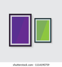 Photo frames decorated in wall, stock vector