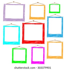 Photo frames doodle sketch, vector