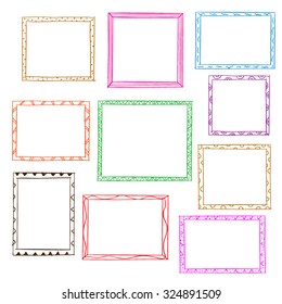 Photo frames doodle sketch, vector