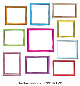 Photo frames doodle sketch, vector