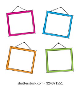 Photo frames doodle sketch, vector