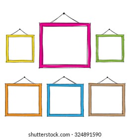 Photo frames doodle sketch, vector
