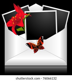 photo frames with flowers and butterflies