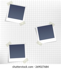 Photo frames for infographic on paper sheet in a cage