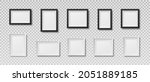 Photo Frames isolated on white. Realistic square black frames, vector set. Blank space for picture, painting, card or photo.