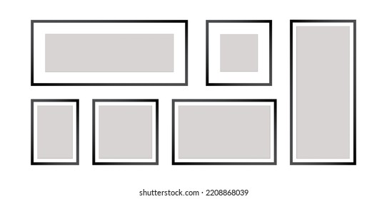 Photo Frames isolated on white. Realistic square black frames, vector set.