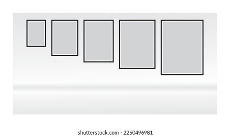 Marcos fotográficos aislados en fondo blanco, conjunto de vectores de cuadros cuadrados negros. Marco en blanco para su diseño.