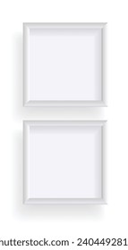 Fotografías aisladas en blanco, rectangulares. Conjunto de marcos vacíos para presentaciones. Marco fotográfico o de pintura, para interiores de galería de arte. Plantilla de vector