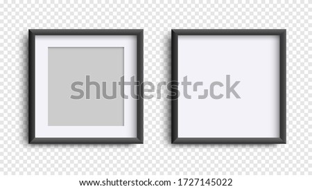 Photo Frames isolated on white, realistic square black frames mockup, vector set . Empty framing for your design. Vector template for picture, painting, poster, lettering or photo gallery