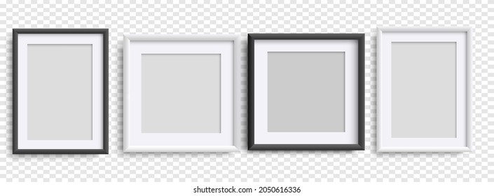 Photo Frames isolated,realistic square black and white frames mockup, vector set . Empty framing for your design. Vector template for picture, painting, poster, lettering or photo gallery