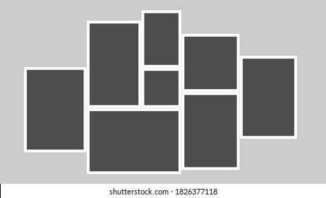 Photo frames mock-up. Photorealistic blank retro photo frames over transparent background. Template for design. Vector illustration