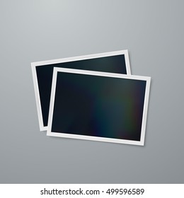 Photo frames mock-up. Vector illustration of Realistic iridescent photo frame on textured paper. Vector mock up