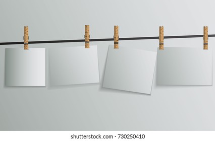 Photo Frames on Rope. Illustration on white background