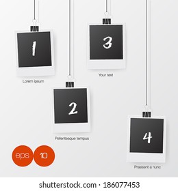 Photo Frames on rope. Vector illustration.