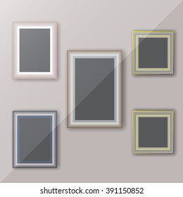 Photo frames on wall