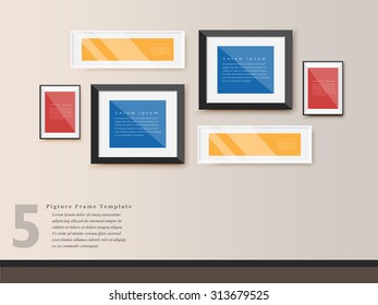 Photo frames on wall. Vector Design.