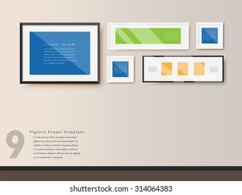 Photo frames on wall. Vector Design.