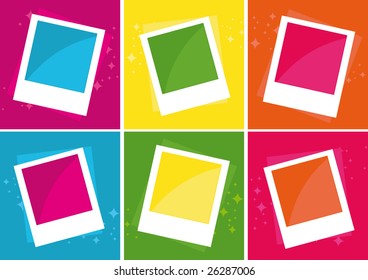 Photo Frames over different color backgrounds. Vector illustration.